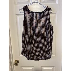 Ann Taylor blue pink polka dot sleeveless blouse med 1667